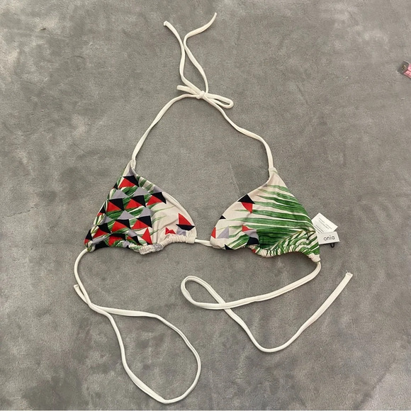 New! Onia Megan triangle bikini top geometric palm print 21661 - Picture 1 of 6